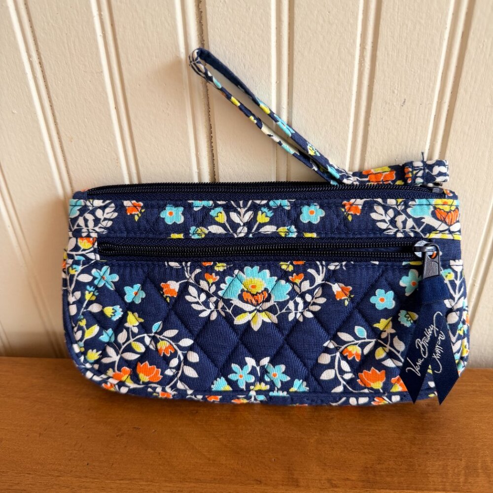 Vera Bradley Wristlet Clutch Chandelier Floral Blue Orange Yellow - Picture 2 of 7